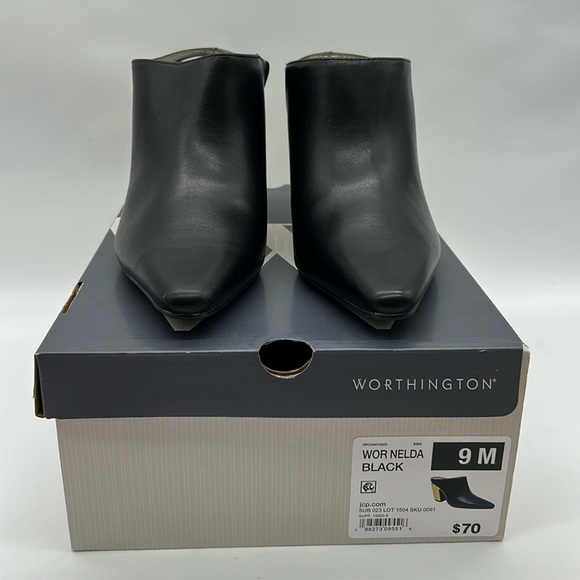 2514- Worthington Wor Nelda Black & Gold Mules Size 9 NWT with Box - Picture 7 of 12